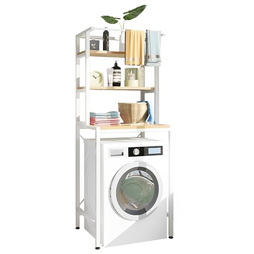 Beauenty Bathroom Space Saver,The Drum Washing Machine Storage Rack,Laundry Room Organization,Bathroom Corner Stand Storage Organizer Accessories,Bathroom Toilet Tower Shelf Space Saver(3levels,White)