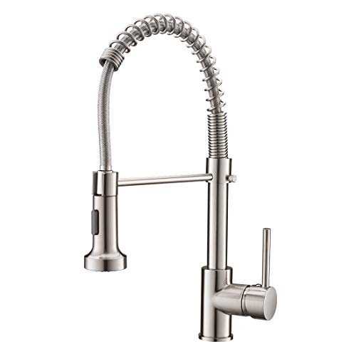 Commercial Pull Down Sprayer Kitchen Sink Faucet - Modern Stainless Steel Single Handle Spring Pull Down Kitchen Faucet with Sprayer,Brushed Nickel - Thumbnail 7