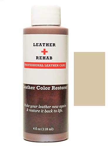 Leather Rehab Leather Color Restorer - Repair & Restore Faded, Worn and Scratched Leather & Vinyl Easily with No Kit - Furniture, Couch, Car Seat, Shoes, Jacket and Boots - 4 oz. Vellum Beige