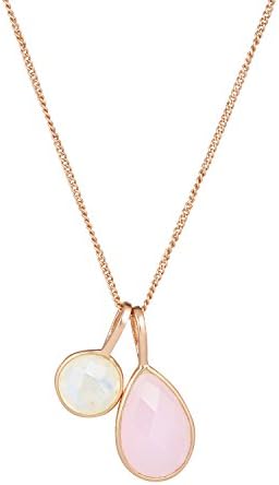 PARTY WEAR Rainbow-Moonstone And Rose Quartz chain necklace set in Rose gold plated brass