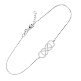925 Sterling Silver Double Infinity Bracelet, 7.5" Adjustable to 8"