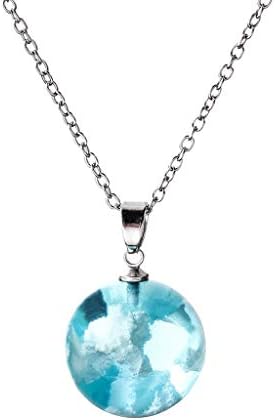 Nature Blue Sky White Cloud Resin Transparent Ladies Necklace Jewelry Gift Pendant Necklace for Women Girls