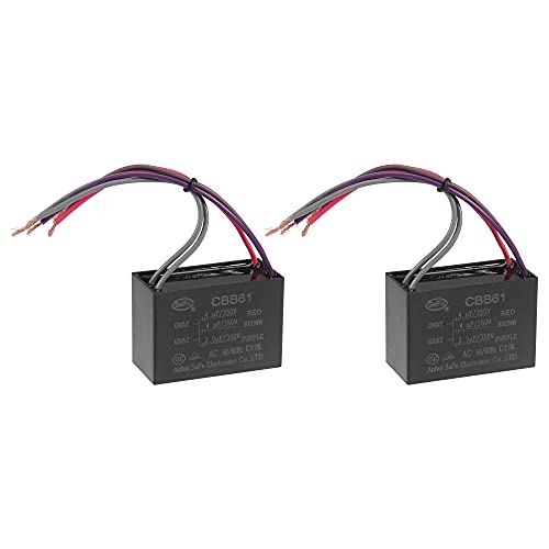 uxcell Ceiling Fan Capacitor CBB61 4/4/2.5uF 350V AC 5 Wires Metallized Polypropylene Film Capacitor 58x40x28mm for Electric Fan Pump Motor Generator 2Pcs: Industrial & Scientific