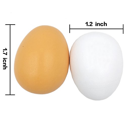 R.FlOWER 3 Pairs Simulation Mini Educational Two-color wood Egg Toys Artificial Nest Wooden Fake Eggs Children Play Food Kitchen Game Toy