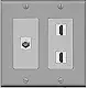 RiteAV - 2 Port HDMI 1 Port Coax Cable TV- F-Type - 2 Gang Wall Plate