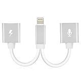 iPhone 7 Adapter & Splitter, 2 in 1 Lightning Adapter , Double Lightning Headphone Audio & Charge & Call Converter for iPhone 7/7 Plus Compatible for iOS 10.3(Silver)
