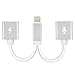 iPhone 7 Adapter & Splitter, 2 in 1 Lightning Adapter , Double Lightning Headphone Audio & Charge & Call Converter for iPhone 7/7 Plus Compatible for iOS 10.3(Silver)