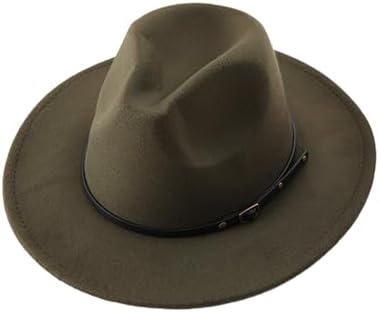 Black Women Vintage Blend Wide Brim Fedora Hat with Belt  display picture 2