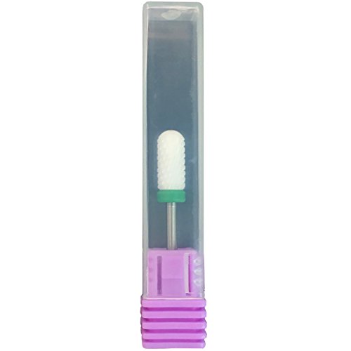 Beauticom Professional USA Ceramic White ROUND Top Small Barrel Bit Nail Drill (Grit: COARSE) 3/32" Shank Size