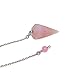 Crystal Pendulum Made of Natural Rose Quartz Gemstone for Dowsing Divination Chakra Reiki. Pointed with Chain and Jewelry Pouch