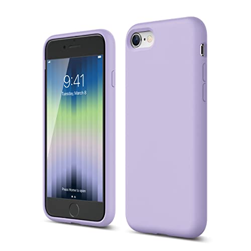 elago Silicone Case for iPhone SE 2022, Compatible with iPhone SE 2020, iPhone 8, iPhone 7 - Slim Drop Protection with Microfiber Lining (Lavender)