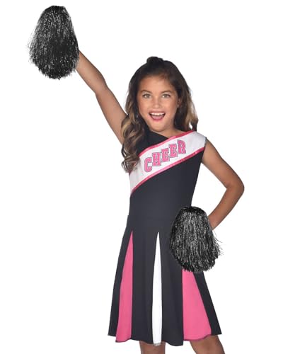 (PKT) (Fix 1/1) (9910519) Child Girls Black/Pink Cheerleader Costume (3-4yr)