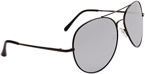 Large Classic Aviator Sunglasses for Men &amp; Women, Mirror Lens, Spring Hinge Temple (Black Frame) - 31812