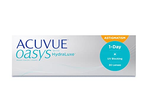 ACUVUE OASYS 1-Day per astigmatismo; Lenti a contatto giornaliere; visione chiara e stabile per tutto il giorno,comfort elevato;-1.25 diottrie; Cilindro -1.75 ; Asse 10 ; BC 8.5; DIA 14.30; 30 lenti