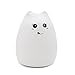 SCOPOW Children Night Light Silicone Cat Smiley [ Sensitive Tap Control, USB Rechargeable, Warm / White Light, 7-Color Breathing Light ] Portable Lamp Nursery for Gift Baby Adult Bedroom
