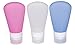 FNSHIP 3 Pack Portable Food Grade Squeeze Silicone Liquid Travel Bottles for Shampoo, Conditioner, Lotion, Toiletries, Condiments (1 OZ Pink + White + Blue)
