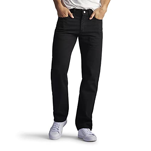 Lee Men's Regular Fit Straight Leg Jean, Double Black, 42W x 29L