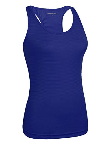 Fastorm Women's 2 Pack Running Tank Tops for Women Active Racerback Dry Fit Tank Top Cerulean Blue-Neon Pink L