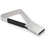 AUXCOO 16GB Metal USB Flash Drive with Carabiner - USB 2.0 (Silver/Black)