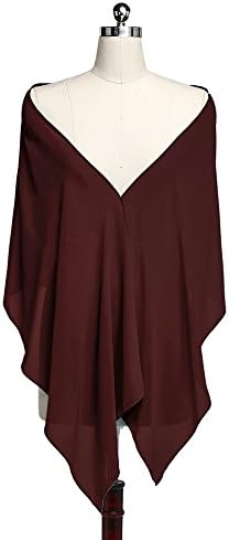 Women's Wedding Bridal Long Soft Chiffon Scarf Wrap Evening Shawls Stole Scarves (Chocolate)