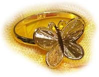 BABY 18K SKILLUS GOLD BUTTERFLY RING, LEAD & NICKEL FREE, SIZE 2, AGES 3 TO 12
