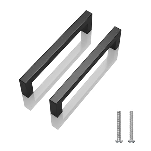 NISUOIEN Matte Black 5 Inch Cabinet Handles, 30 Pack Cabinet Pulls | Square Kitchen Cabinet Handles, Included Screws, Easy Install, Stainless Steel, For Bathroom, Bedroom, Cupboard Cabinet