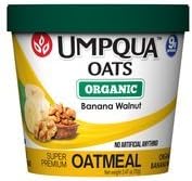 Umpqua Oats Organic Banana Walnut All Natural Oatmeal, Case of 12 (2.47 oz each)
