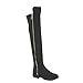 BAMBOO Monterey-05 Women's Stretch Back Side Zipper Low Heel Over The Knee Boots,Black Suede,8.5