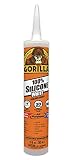 Gorilla White 100 Percent Silicone Sealant Caulk, Waterproof and Mold & Mildew Resistant, 10 ounce Cartridge, White, (Pack of 1)