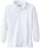 Genuine Little Boys' Long Sleeve Pique Polo, White, 7