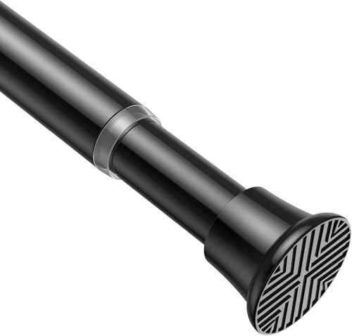 Spring Tension Curtain Rods Black Tension Rod Spring Curtain Rod Short Curtain Rod Tension Adjustable Small Curtain Rods for Window （Black, 24" To 43"-1pcs)