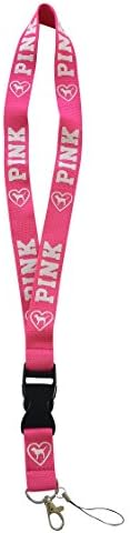 Victoria's secret Love Pink Detachable Lanyard Pink with white letters for keys cell phones clip clasp breakaway heavy duty
