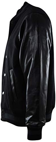 ChoiceApparel Mens Baseball Varsity Jacket with Detachable Hoodie (M, 119-Black/Black)