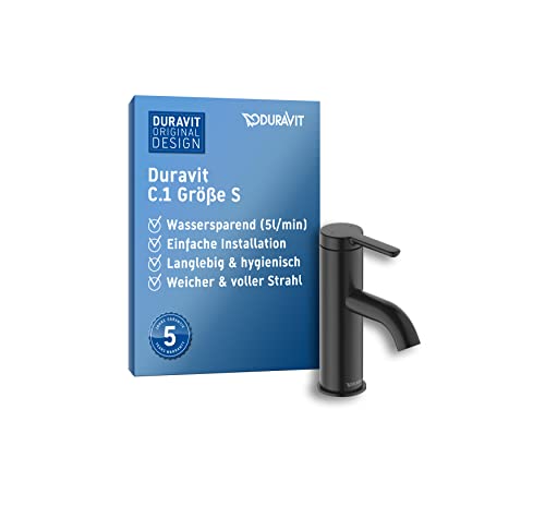 Duravit C.1 Basin Mixer Tap Size S (Spout Height 66 mm) Bathroom Tap in Matt Black