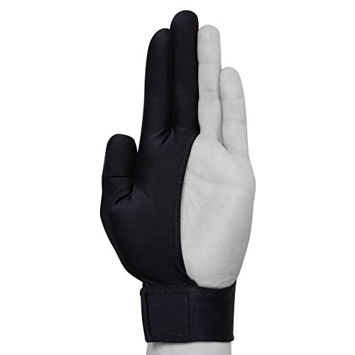 Longoni Billiard Pool CUE Glove - for Left Hand - Black (One Size fits All)