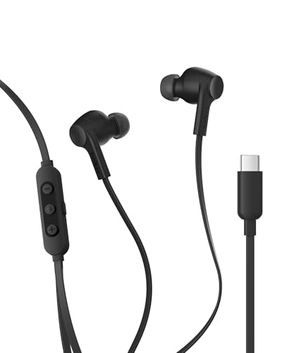 Belkin SoundForm ANC Earphones Wired with USB-C Connector, In-Ear Headphones with Microphone - Earbuds for iPhone 17, iPhone 16, iPad Mini, Galaxy S25, Google Pixel 10, Android, and More - Black