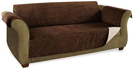 Amazon Com Link Shades Anti Slip Heavy Duty Deluxe Loveseat Protector Water Resistant Microsuede Slipcover Stay Put Straps Cover Protects From Dogs Other Pets Loveseat Up To 50 Seat Size Chocolate