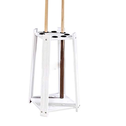Frjjthchy Floor-Stand Cue Rack Waterproof Wood Billiard Rack Holds 8 Pool Cue Stick (White) - Thumbnail 5