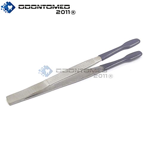 OdontoMed2011 Tweezers Rubber Coated PVC Soft Non Marring Flat Tips Lab Hobby Bead Craft Tools Stainless Steel Tweezers