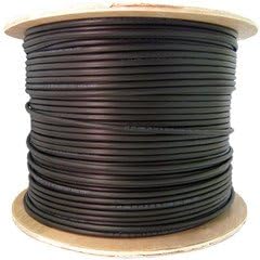QUALCONNECT 6 Strands Fiber Indoor/Outdoor Fiber Optic Cable, Singlemode 9/125, Plenum Rated, Black, Spool, 1000ft