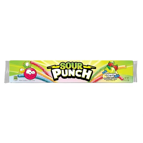 SOUR PUNCH RAINBOW SOUR STRAWS, 2 OUNCE (PACK OF 24)