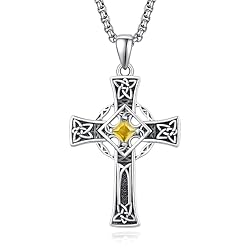 ADMETUS November Birthstone Cross Necklace Sterling
