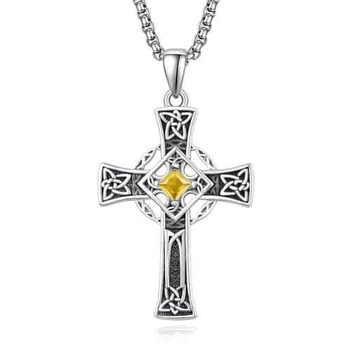 ADMETUS November Birthstone Cross Necklace Sterling