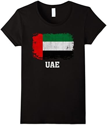 Women's UAE Flag Jersey T-shirt - Emirates Flag Casual Tee Shirt XL Black