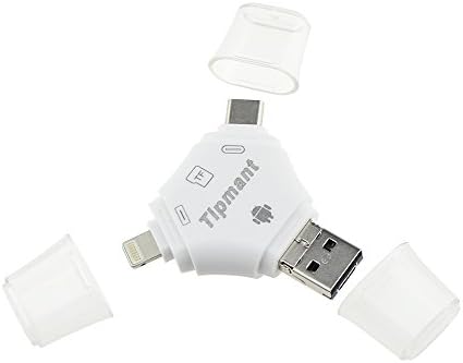 Escomdp 4 in 1 iPhone USB Flash Drive External Memory Storage IOS Pendrive Micro SD Card Reader Adapter for iPhone/iPad/Mac/Android/Computer/PC (Card Reader)