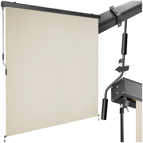 ® toldo Vertical Exterior Enrollable con manivela, Soporte toldo, Toldos Exterior Terraza y balcón, protección Solar y Cortavientos, Tela toldo Balcon Resistente - 180 x 250 cm Beige