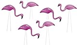 6 mini Pink Flamingo Mini Yard / Garden Ornaments Beautiful Birds