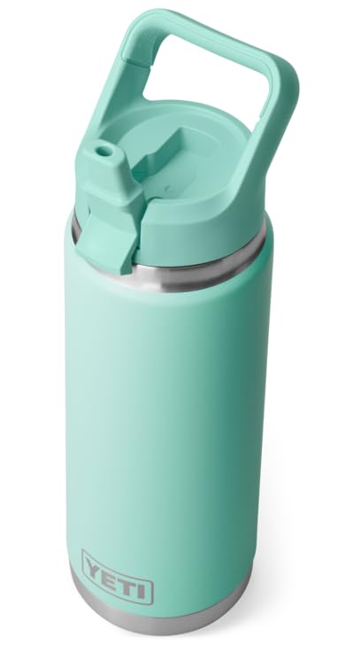 YETI Rambler Trinkflasche 26 oz (769 ml) Seafoam – Edelstahl Trinkflasche mit Strohhalmdeckel, isolierte Wasserflasche, Thermosflasche