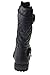 JJF Shoes Mango-31 Kids Black Round Toe Military Lace Up Knit Ankle Cuff Low Heel Combat Boots-13