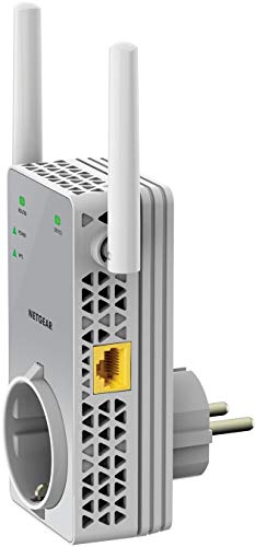 Netgear-EX3800-Repetidor-WiFi-AC750-amplificador-WiFi-doble-banda-toma-de-enchufe-puerto-LAN-Gigabit-compatibilidad-universal-GrisBlanco-AC750-enchufe